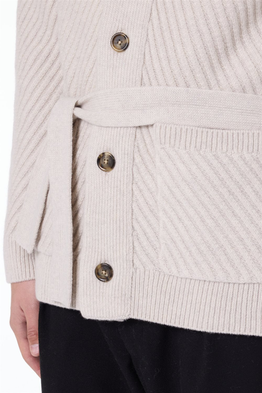 Cardigan Revers Scialle con Cintura