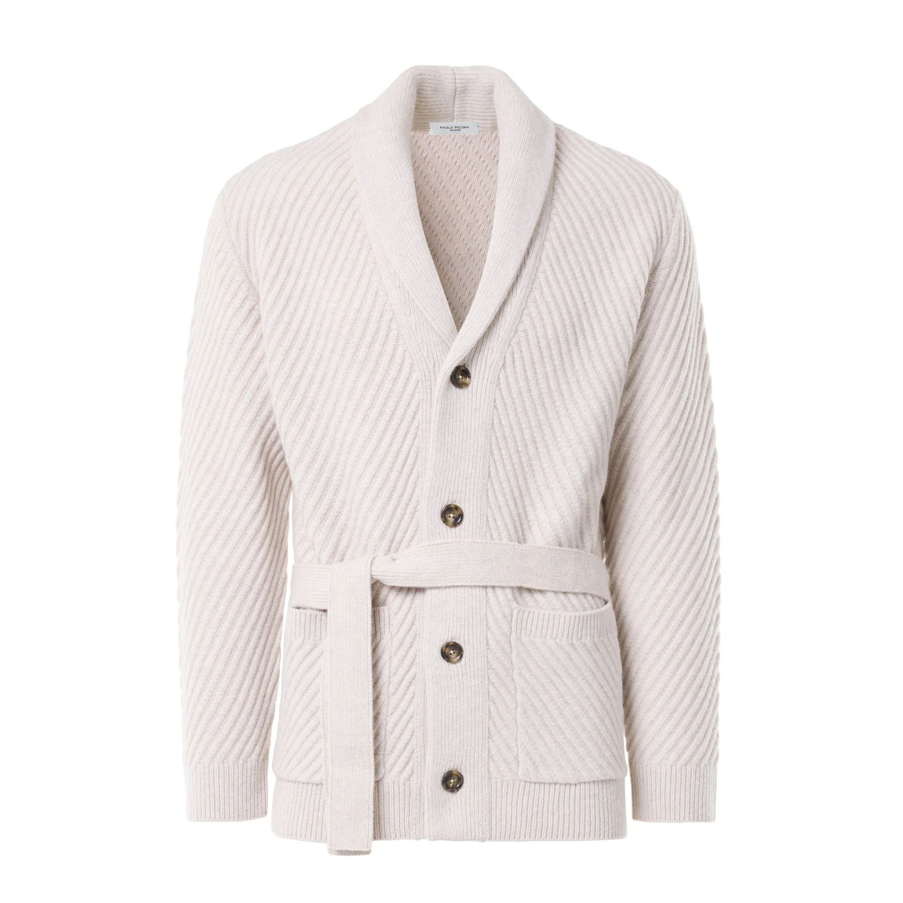 Cardigan Revers Scialle con Cintura